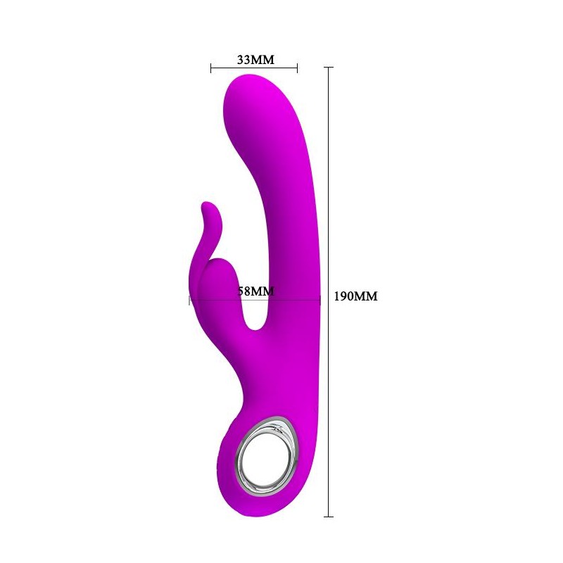 Wibrator z podwójnym masażerem łechtaczki 19cm